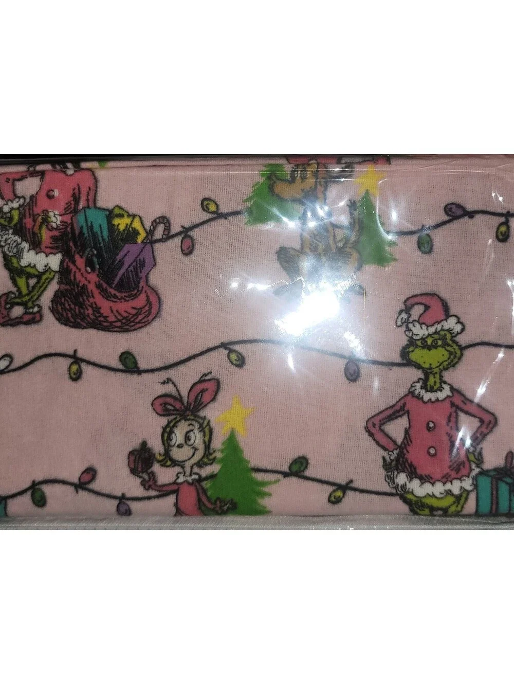 DR. SEUSS THE GRINCH CHRISTMAS PINK FLANNEL FULL SHEET SET NEW